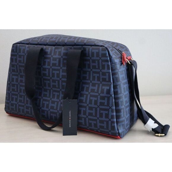 Tommy Hilfiger 69J6572-410 Unisex Blue Allover Print Travel Duffle Bag - Picture 7 of 11